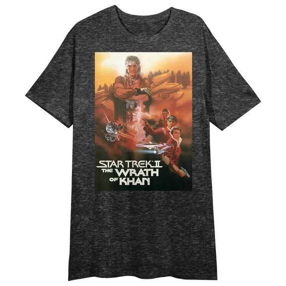 Star Trek II: The Wrath of Khan Women's Black Heather Sleep Shirt-Medium