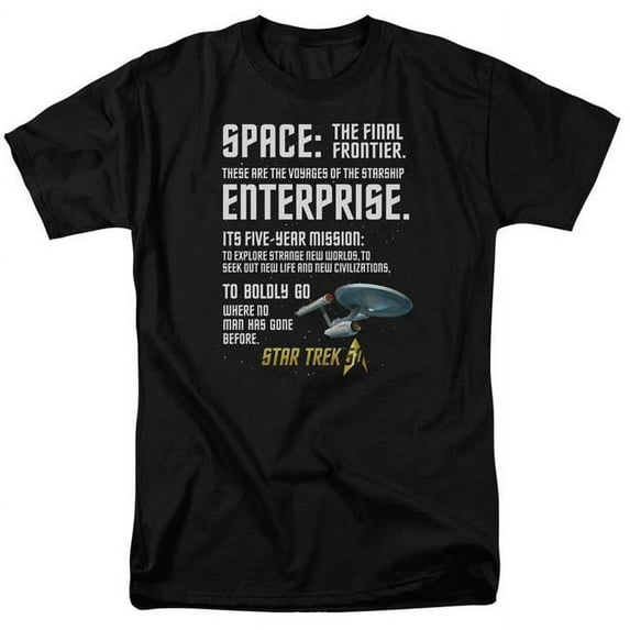 Star Trek & Intro Short Sleeve Adult Cotton 18-1 T-Shirt, Black - Extra Large