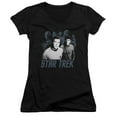 thumbnail image 1 of Star Trek Kirk Spock And Company Junior Women's V-Neck T-Shirt Black, 1 of 1