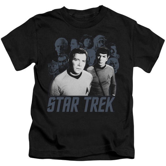 Star Trek Kirk Spock And Company Youth 18/1 T-Shirt Black
