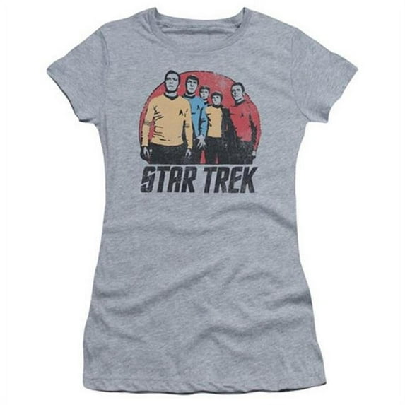 Star Trek-Landing Party - Short Sleeve Junior Sheer Tee - Athletic Heather- Extra Large