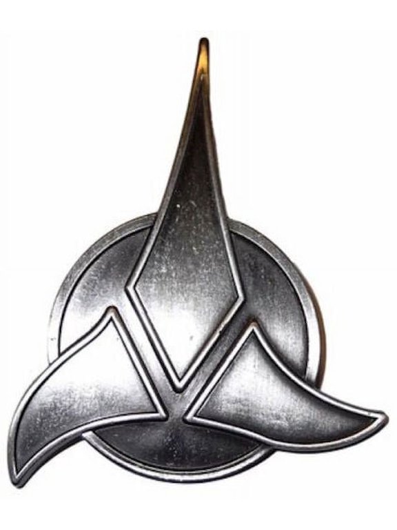 Star Trek Large Klingon Silver Trifoil Logo Pin