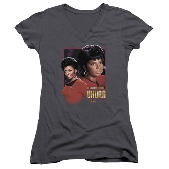 Star Trek Lieutenant Uhura Junior Women's V-Neck T-Shirt Charcoal