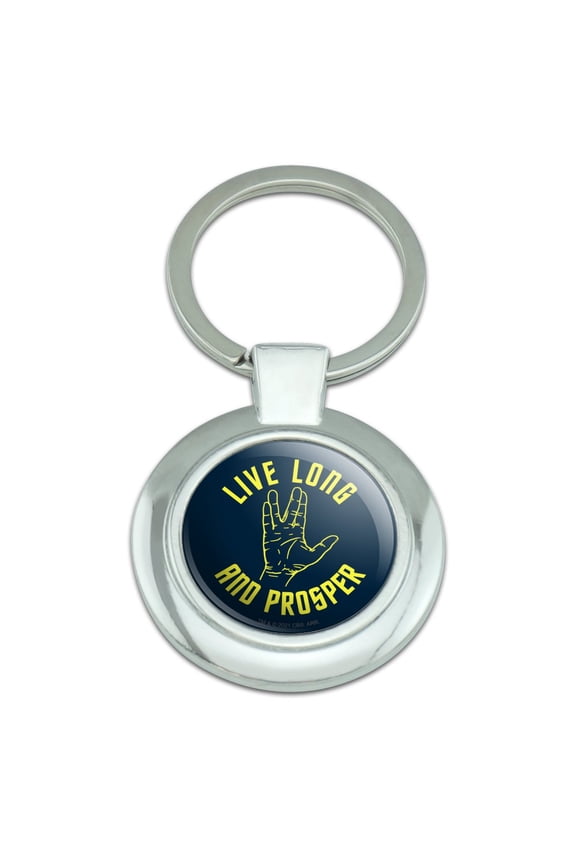 Star Trek Live Long and Prosper Keychain Classy Round Chrome Plated Metal
