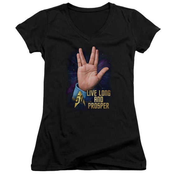 Star Trek Llap 50 Junior Women's V-Neck T-Shirt Black