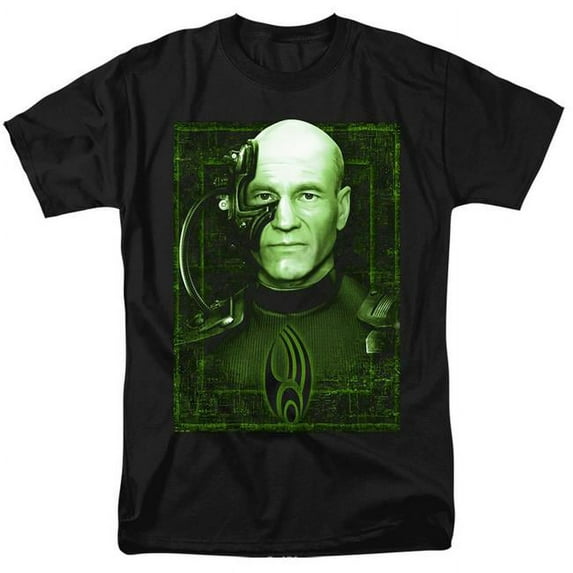 Star Trek & Locutus of Borg Short Sleeve Cotton Adult Regular Fit 18-1 T-Shirt, Black - Medium