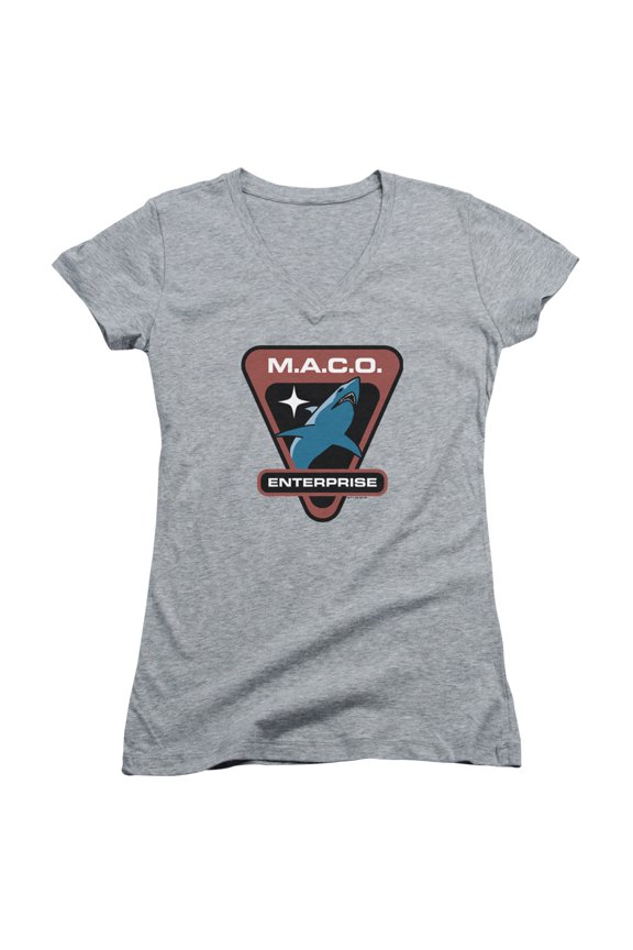Star Trek Maco Patch Junior Women's V-Neck T-Shirt Athletic Heather