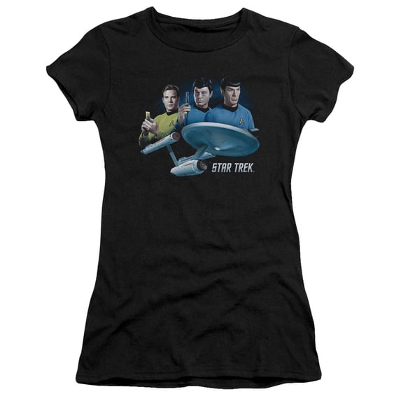 Star Trek Main Three Junior Women's Sheer T-Shirt Black