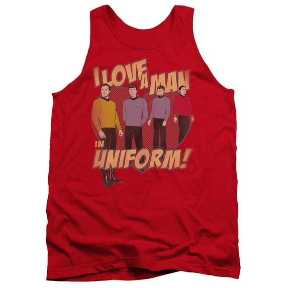 Star Trek Man In Uniform Adult Tank Top Red