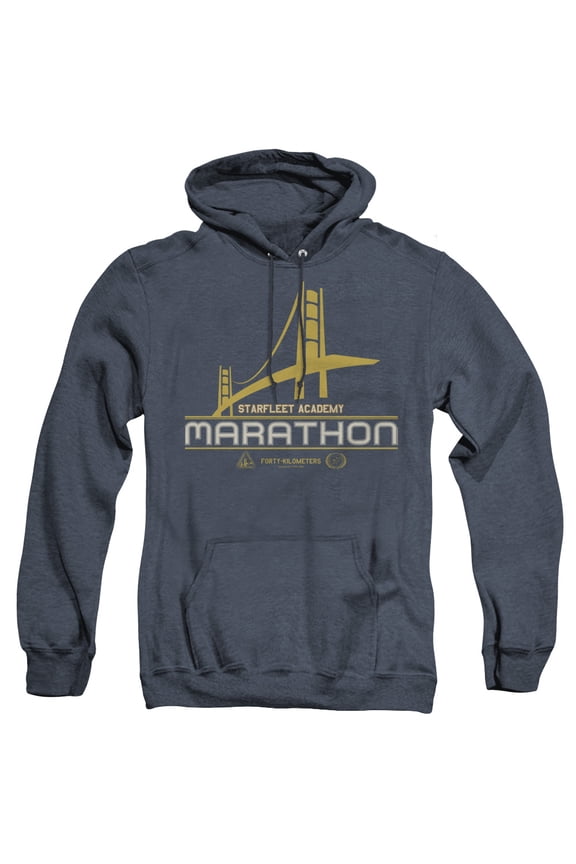 Star Trek Marathon Logo Adult Heather Hoodie Sweatshirt Navy