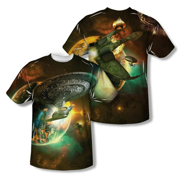 Star Trek Men's Battle Ships  Sublimation T-shirt Small White