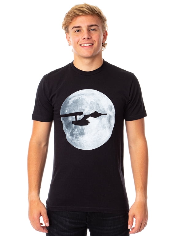 Star Trek Men's Starship Enterprise Silhouette Moon Background T-Shirt