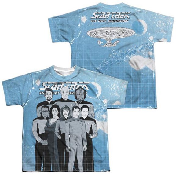 Star Trek Men's  Tng Comic Cast  Sublimation T-shirt White