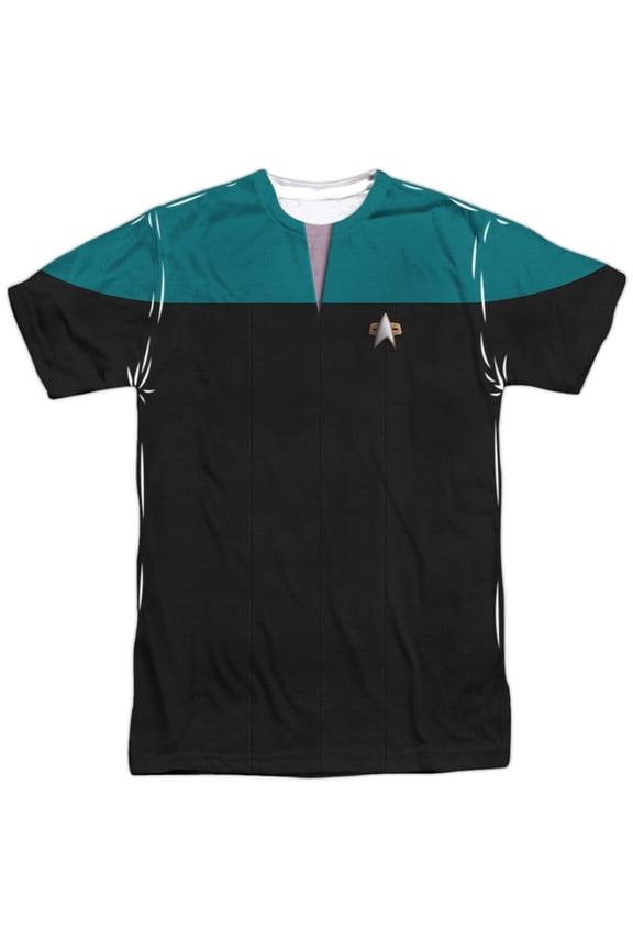 Star Trek Men's  Voyager Science Uniform Sublimation T-shirt White