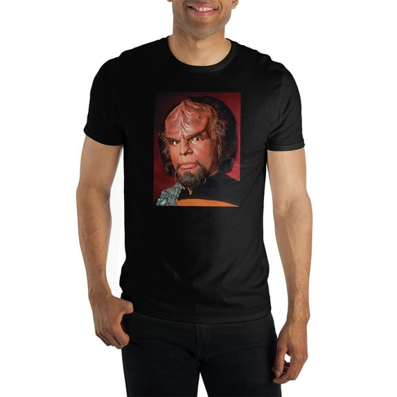 Star Trek Mens Black Worf Character Short Sleeve Graphic Tee-S