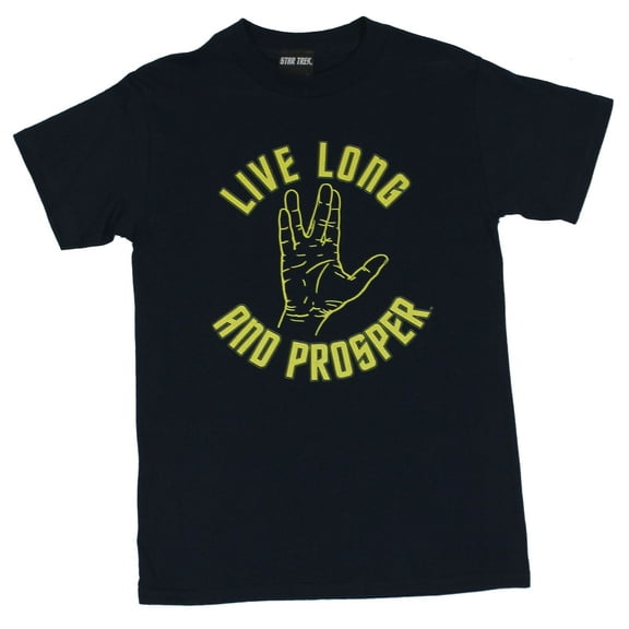 Star Trek Mens T-Shirt  - Live Long and Proper Hand Salute Image (Small)