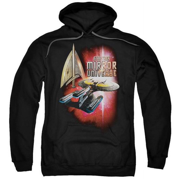 Star Trek & Mirror Enterprise Adult Pull-Over Hoodie, Black - Extra Large