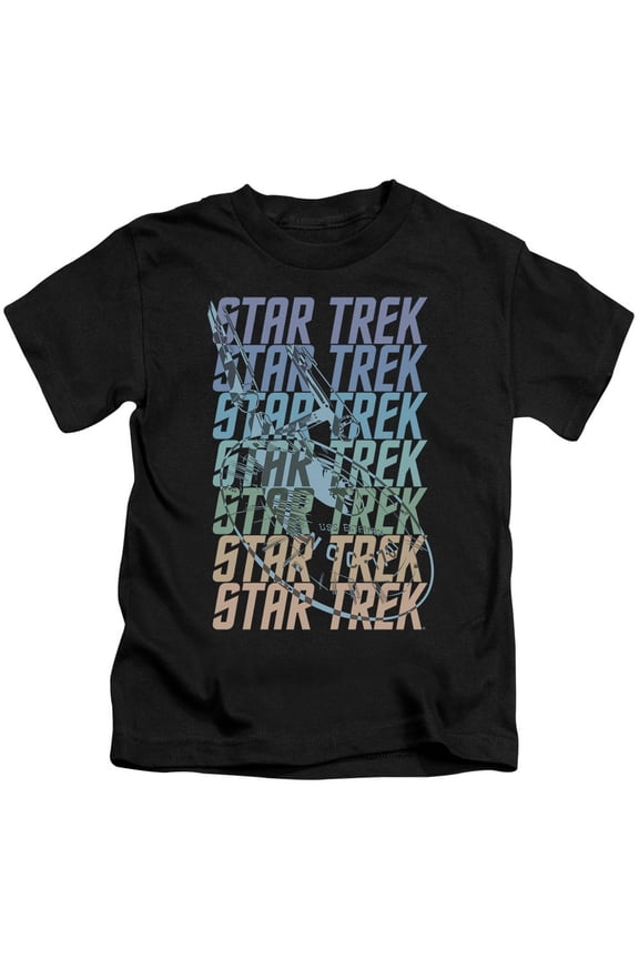 Star Trek Multi Logo Enterprise Youth 18/1 T-Shirt Black