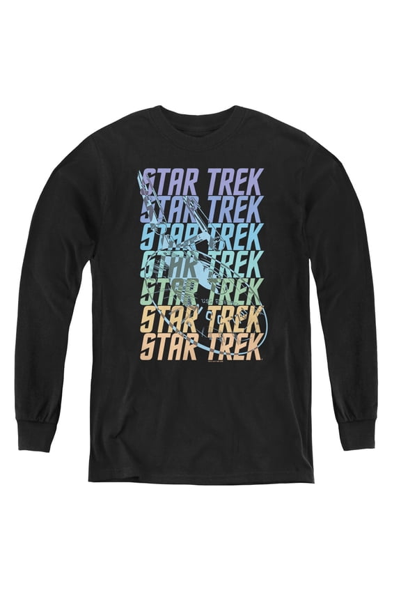 Star Trek - Multi Logo Enterprise - Youth Long Sleeve Shirt - Medium