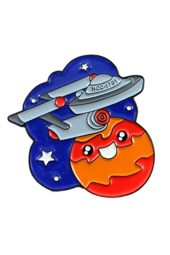 Star Trek NCC-1701 Ship in Space 1 1/4" Tall Enamel Metal Logo Pin