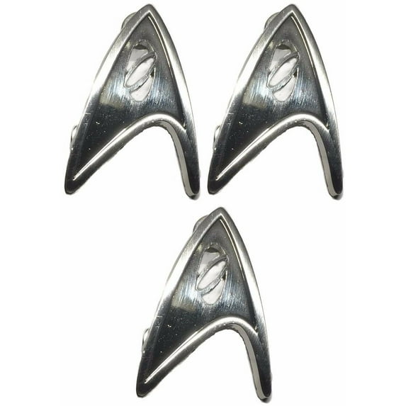 Star Trek New Movie Science Silvertone Metal Chest Insignia Pin Set of 3 Pins