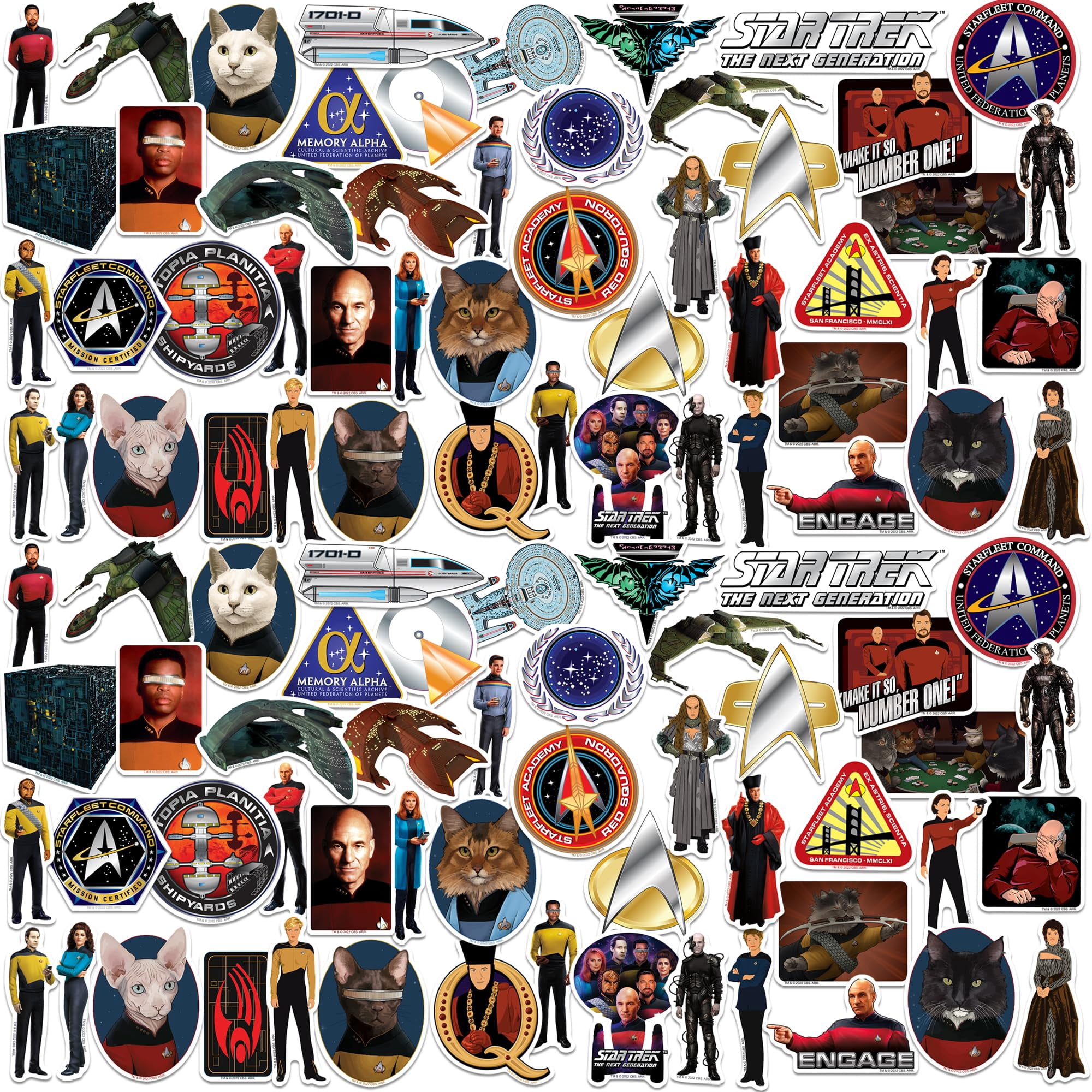 Star Trek The Next Generation 100ct Vinyl Large Deluxe Stickers Variety ...