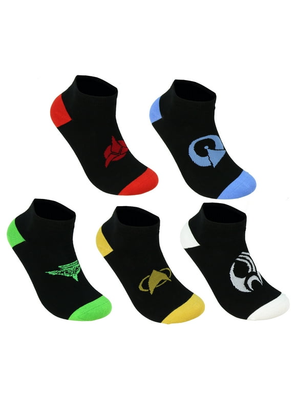 Star Trek Next Generation Mens Starfleet, Klingon, IDIC Vulcan, Borg, Romulan No Show Socks 5 Pack