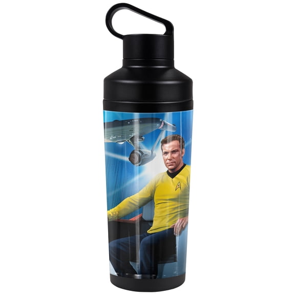 Star Trek Official Captains Chair 18 oz Insulated Water Bottle, Leak Resistant, Vacuum Insulated Stainless Steel with 2-in-1 Loop Cap