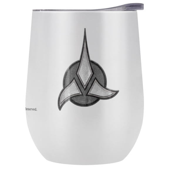 Star Trek Official Klingon Empire 12 oz Stemless Tumbler, Stainless Steel Travel Cup|Lake Tumbler|Insulated with Leak Resistant Slide-Lock Lid
