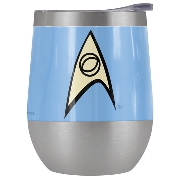 Star Trek Official Science Uniform 12 oz Stemless Tumbler, Stainless Steel Travel Cup|Lake Tumbler|Insulated with Leak Resistant Slide-Lock Lid