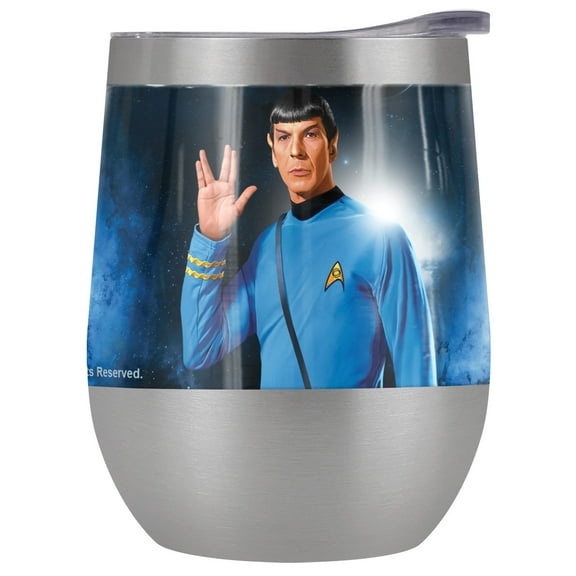 Star Trek Official Spock 12 oz Stemless Tumbler, Stainless Steel Travel Cup|Lake Tumbler|Insulated with Leak Resistant Slide-Lock Lid