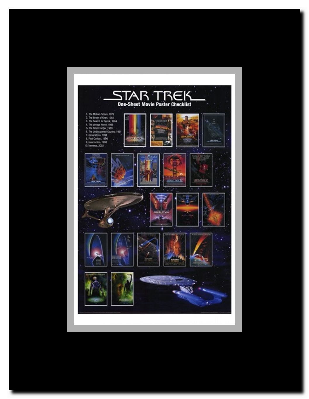 Star Trek: One-Sheet Movie Poster Checklist Framed Movie Poster