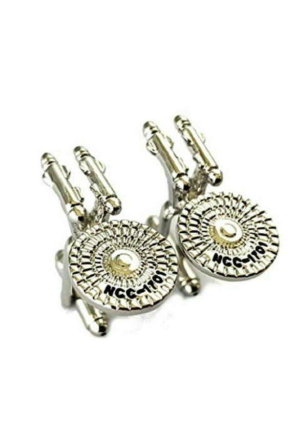 Star Trek Original Enterprise NCC-1701 Silvertone Metal/Enamel Cufflinks