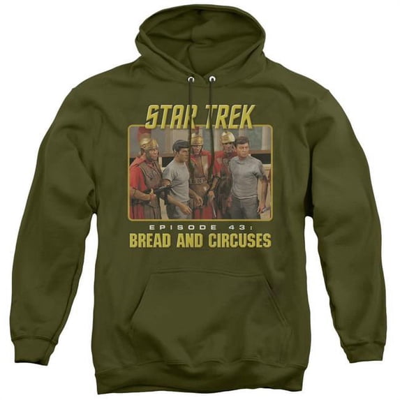 Star Trek Original & Episode 43 Adult Pull-Over Hoodie, Military Green - Small