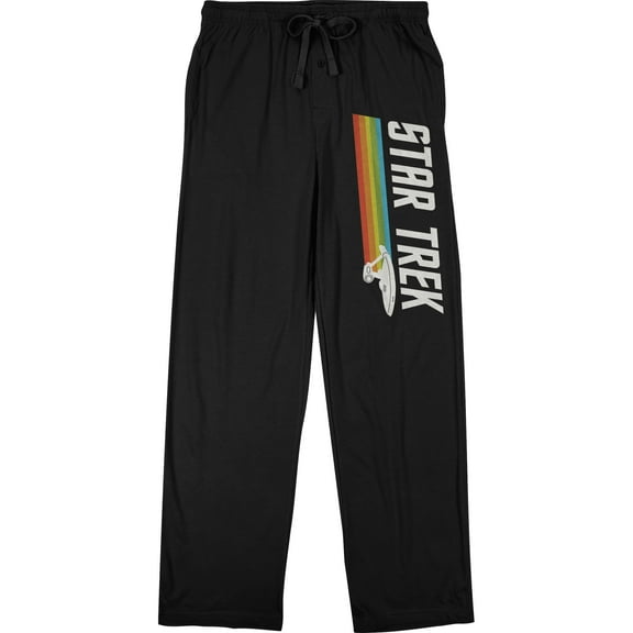 Star Trek Original Series Enterprise In Motion Men's Black Sleep Pajama Pants-Medium