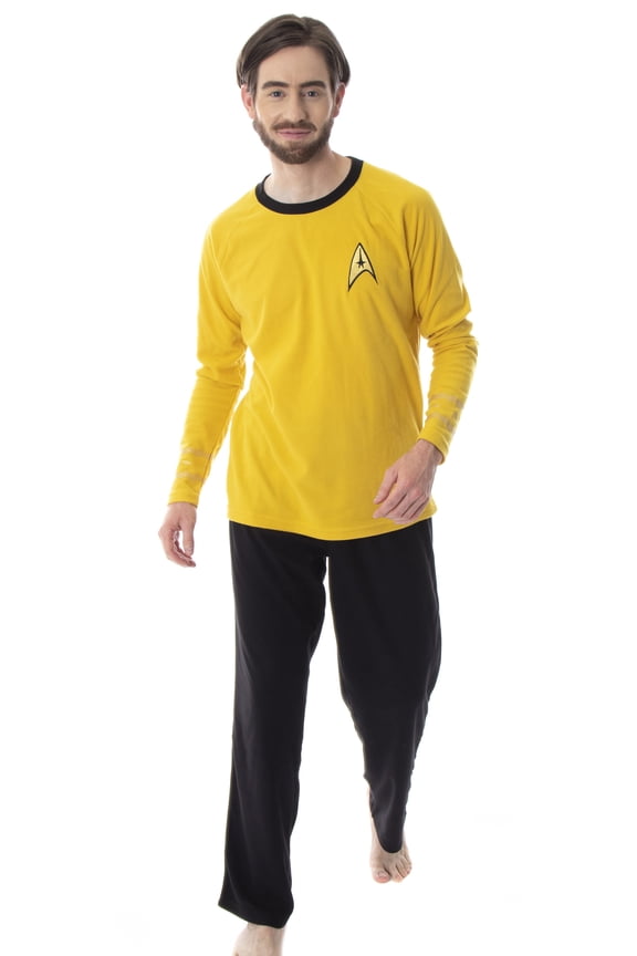 Star Trek Original Series Men's Uniform Costume Sleepwear 2PC Pajama Set - Kirk Spock