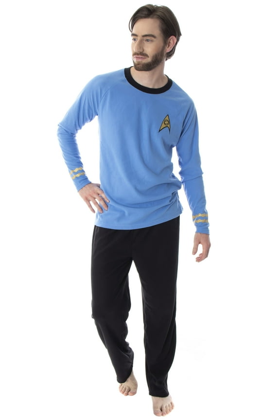 Star Trek Original Series Men's Uniform Costume Sleepwear 2PC Pajama Set - Kirk Spock