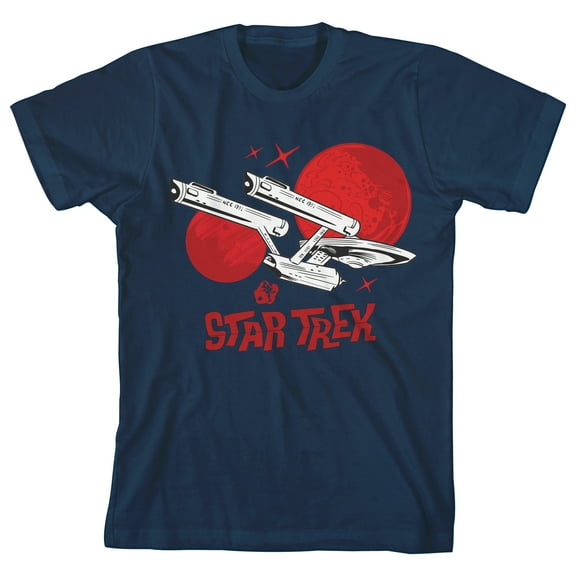 Star Trek Original Series Starship Enterprise Boy's Navy T-shirt-Small