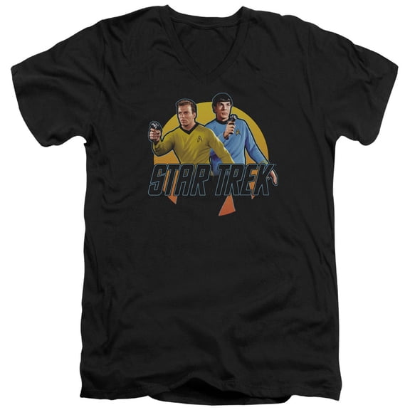 Star Trek Phasers Ready Adult V-Neck T-Shirt Black