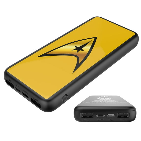 Star Trek Phone Charger | Slim Pocket Sized 10,000mAh Power Bank with TOS Command Logo, 3 USB Outputs, 2.1A & 1A, Charges Three Devices, USB-A and Type-C Charging, Phone and Tablet Backup Battery