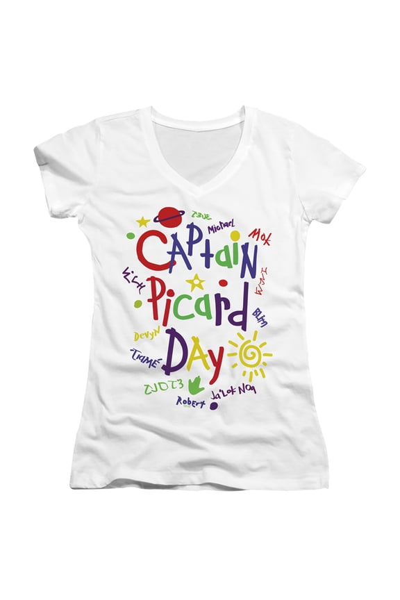 Star Trek Picard Picard Day Junior Women's V-Neck T-Shirt White