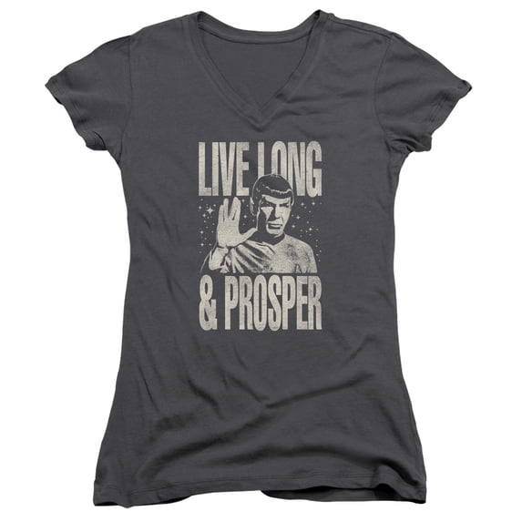 Star Trek Prosper Junior Women's V-Neck T-Shirt Charcoal