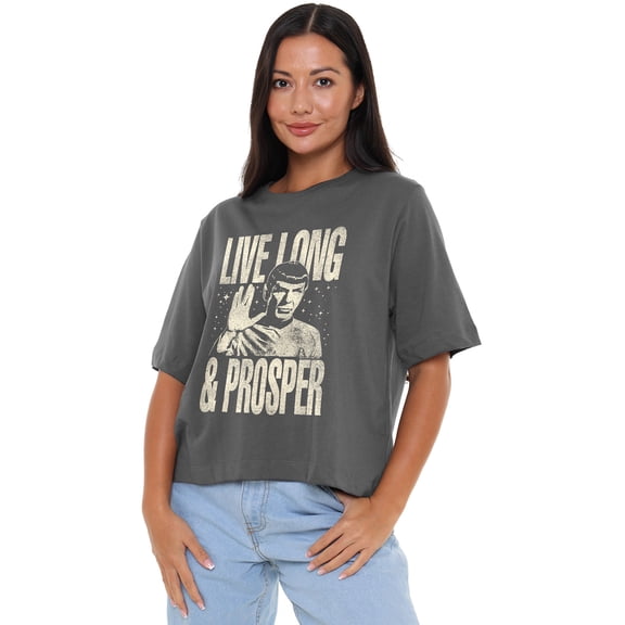 Star Trek Prosper Women's Boxy Cropped T-Shirt Casual Graphic Tee