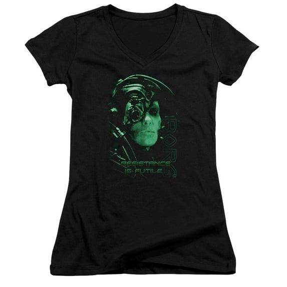 Star Trek Resistance Is Futile Junior Women's V-Neck T-Shirt Black