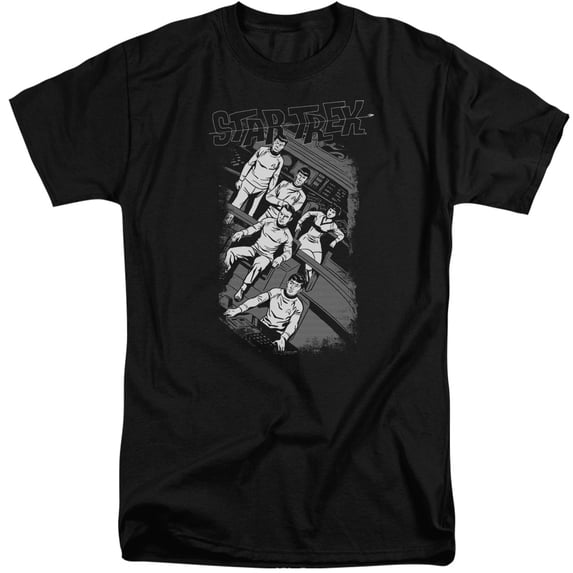 Star Trek Retro Tilted Bridge Adult Tall T-Shirt Black