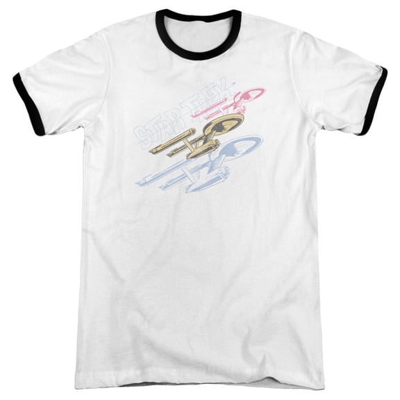 Star Trek Retro Tri Enterprise Adult Ringer White Black