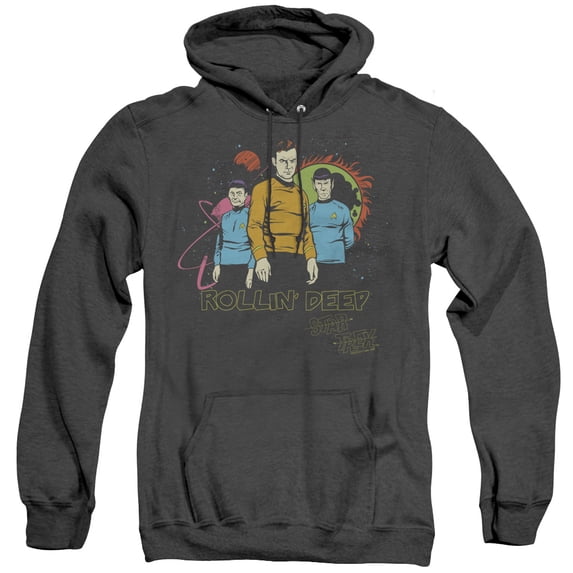 Star Trek Rollin Deep Adult Heather Hoodie Sweatshirt Black
