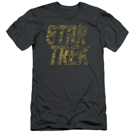Star Trek Schematic Logo Adult 30/1 T-Shirt Charcoal