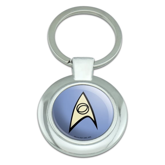 Star Trek Science Shield Keychain Classy Round Chrome Plated Metal