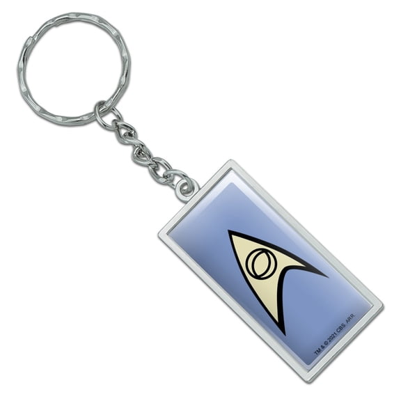 Star Trek Science Shield Rectangle Keychain in Chrome Plated Metal